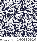 Palm Tree Leaf Brush stroke textile pattern design in navy blue and white for fashion and home textiles 140639916