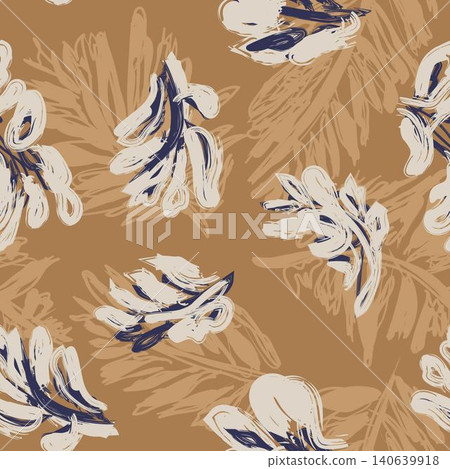 Palm Tree Leaf Brush stroke textile pattern design in brown for fashion and home textiles Palm Tree Leaf Brush stroke textile pattern design in brown for fashion and home textiles 140639918