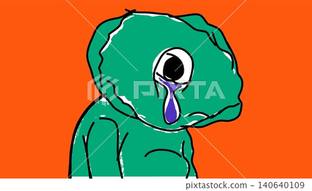 Green Abstract Alien Creature Tears Editorial Magazine Illustration 140640109