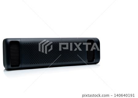Black car air purifiers or car air cleaner isolated on white background. Car air ionizer. Technology for air quality inside vehicle. Purification, ionization and filtration. Electronic device. 140640191