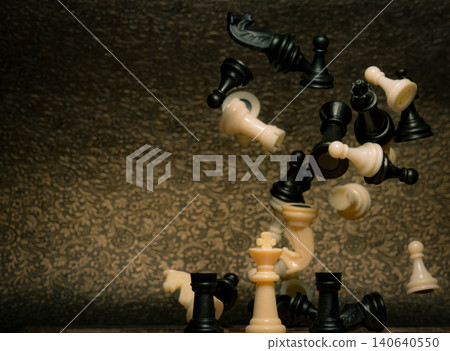 Chess board game. Business strategy management and success concept. Leader with competition and success strategic. Save the king strategy in chess game. Power of king and win game. Pieces of chess. Chess board game. Business strategy management and success concept. Leader with competition and success strategic. Save the king strategy in chess game. Power of king and win game. Pieces of chess. 140640550