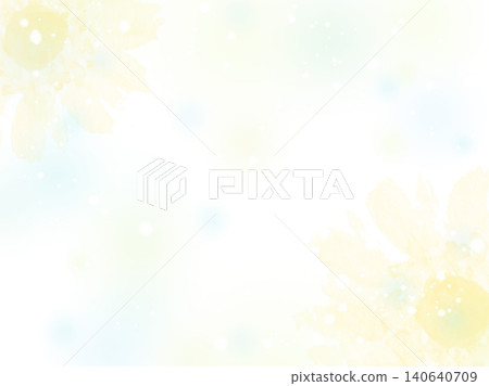 黃色水彩風格向日葵背景。向日葵邊框,留有文字空間。 黃色水彩風格向日葵背景。向日葵邊框,留有文字空間。 140640709