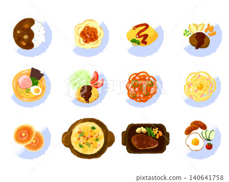 一組不同菜餚的插圖 一組不同菜餚的插圖 140641758