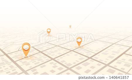 Navigation concept with pin pointers. Location pin on perspective city map. Vector illustration Navigation concept with pin pointers. Location pin on perspective city map. Vector illustration 140641857