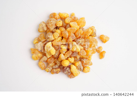 Frankincense or olibanum aromatic resin isolated on white background used in incense and perfumes. 140642244