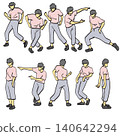 Set of dancing man in actiion illustration vector sketch with black lines 140642294