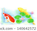 睡蓮與錦鯉——彩色鉛筆畫 140642572