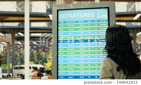 Busy bus terminal with commuters during rush hour in crowded metropolitan city. Diverse people with backpacks and suitcases move through transit hub, public transportation and bus connections. Busy bus terminal with commuters during rush hour in crowded metropolitan city. Diverse people with backpacks and suitcases move through transit hub, public transportation and bus connections. 140642833