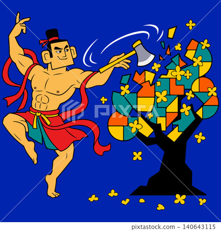 Warrior Chopping a Geometric Tree Warrior Chopping a Geometric Tree 140643115