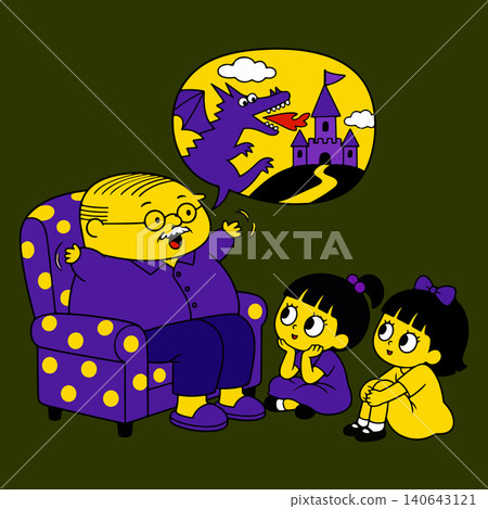 Grandfather Telling a Dragon Story Grandfather Telling a Dragon Story 140643121
