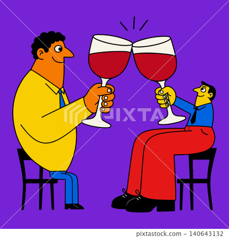 Two men toasting with wine glasses Two men toasting with wine glasses 140643132