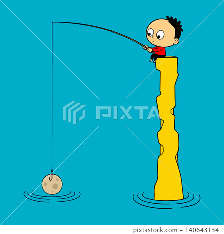 Boy fishing for the moon Boy fishing for the moon 140643134