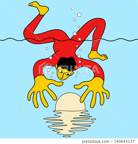 Diver Reaching for Sun Reflection Diver Reaching for Sun Reflection 140643137
