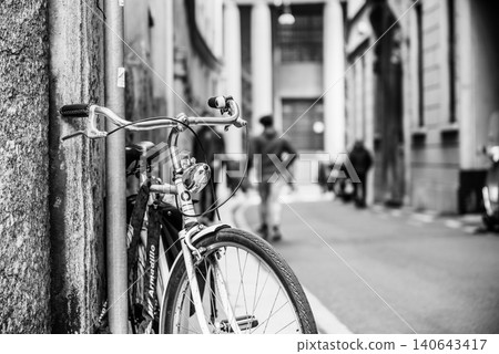 European alleyway, Milan, monochrome European alleyway, Milan, monochrome 140643417