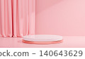 3D Pink Pastel Product Display Podium with Curtain Background for Cosmetic Showcase 140643629