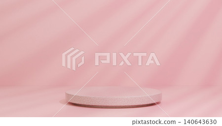 3D Pink Cylindrical Podium Platform with Granite Texture on Soft Pink Background for Product Display 3D Pink Cylindrical Podium Platform with Granite Texture on Soft Pink Background for Product Display 140643630