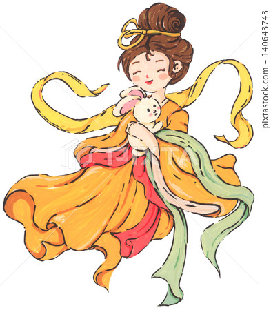 Mid Autumn Festival goddess and rabbit Mid Autumn Festival goddess and rabbit 140643743