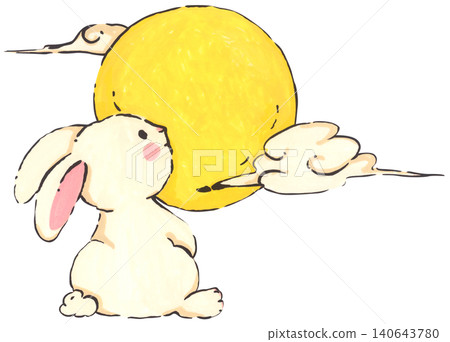 Mid Autumn rabbit illustration set, cute bunny character with mooncake and lantern, Chinese moon festival celebration, traditional oriental culture symbol, whimsical hand drawn greeting card design. Mid Autumn rabbit illustration set, cute bunny character with mooncake and lantern, Chinese moon festival celebration, traditional oriental culture symbol, whimsical hand drawn greeting card design. 140643780