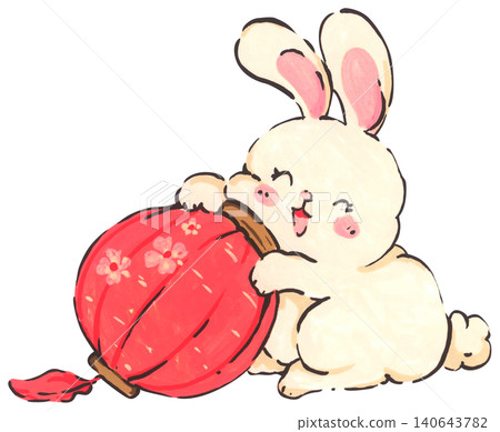 Mid Autumn rabbit illustration set, cute bunny character with mooncake and lantern, Chinese moon festival celebration, traditional oriental culture symbol, whimsical hand drawn greeting card design. Mid Autumn rabbit illustration set, cute bunny character with mooncake and lantern, Chinese moon festival celebration, traditional oriental culture symbol, whimsical hand drawn greeting card design. 140643782