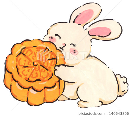 Mid Autumn rabbit illustration set, cute bunny character with mooncake and lantern, Chinese moon festival celebration, traditional oriental culture symbol, whimsical hand drawn greeting card design. Mid Autumn rabbit illustration set, cute bunny character with mooncake and lantern, Chinese moon festival celebration, traditional oriental culture symbol, whimsical hand drawn greeting card design. 140643806