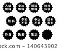 A set of illustration marks for "Free Admission" and "Free Participation," featuring wavy circles, white text, transparent background, and monochrome. 140643902