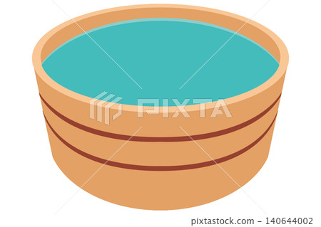 Hinoki wood bathtub, hot spring vector illustration Hinoki wood bathtub, hot spring vector illustration 140644002