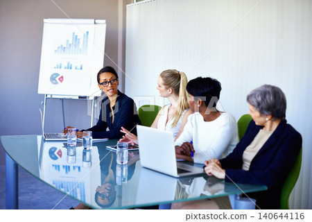 Meeting, research and business women with statistics in discussion, talking and collaboration. Teamwork, corporate and people on laptop for chart, graph or presentation for planning, review or growth Meeting, research and business women with statistics in discussion, talking and collaboration. Teamwork, corporate and people on laptop for chart, graph or presentation for planning, review or growth 140644116