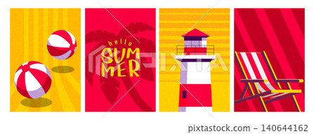 Summer Beach Ball Illustration with Sunny Tropical Background Vector 140644162