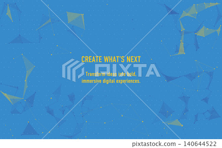 Abstract low-poly network and a message about the future spread across a blue background. Abstract low-poly network and a message about the future spread across a blue background. 140644522