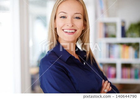 Businesswoman, portrait and arms crossed with smile in home office, self employed and lawyer or attorney for legal advice. Female person, confident and professional counsel for corporate career. Businesswoman, portrait and arms crossed with smile in home office, self employed and lawyer or attorney for legal advice. Female person, confident and professional counsel for corporate career. 140644790
