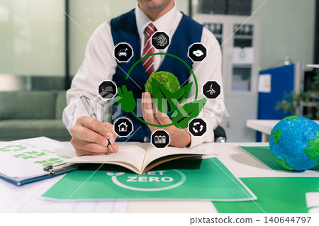 Sustainable development with renewable energy solutions, ecology concept, green business. Sustainable development with renewable energy solutions, ecology concept, green business. 140644797
