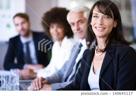 Portrait, woman or executive in business, meeting or planning of company, corporate or collaboration. Businesswoman, colleague or team in conference room as professional, teamwork or conversation Portrait, woman or executive in business, meeting or planning of company, corporate or collaboration. Businesswoman, colleague or team in conference room as professional, teamwork or conversation 140645117