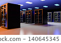 Server. Room servers data center. Backup, mining, hosting, mainframe, farm and computer rack with storage information. Server room data center. 3d render 140645345