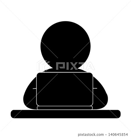 Pictogram of a person working on a computer 140645854