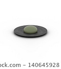 Japanese sweets (kusamochi) on a black plate with a transparent background. 140645928