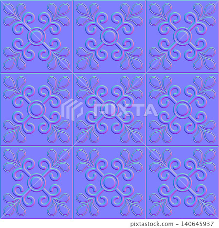 Normal map for floral tile. Perfectly seamless pattern. Normal map for floral tile. Perfectly seamless pattern. 140645937