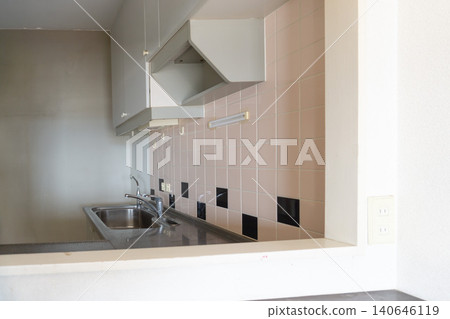 Kitchen before renovation; cafe-style small window; apartment Kitchen before renovation; cafe-style small window; apartment 140646119