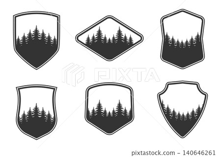 Camp Adventure Crest Templates Vector Collection. Camp Adventure Forest Shields and Outdoor Badge Shapes Camp Adventure Crest Templates Vector Collection. Camp Adventure Forest Shields and Outdoor Badge Shapes 140646261