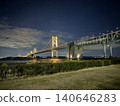 The Seto Ohashi Bridge as seen from Seto Ohashi Memorial Park at night. 140646283