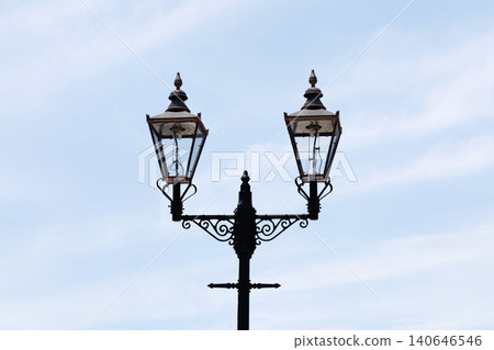 Gas lamps shining against the blue sky Gas lamps shining against the blue sky 140646546