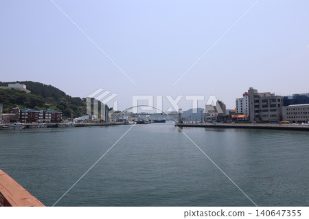 Harbor with Arch Bridge and Cityscape Harbor with Arch Bridge and Cityscape 140647355