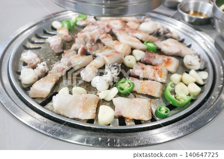 grilled pork , grilled pork in the oven or Korean barbeque or Korean pork grilled pork , grilled pork in the oven or Korean barbeque or Korean pork 140647725