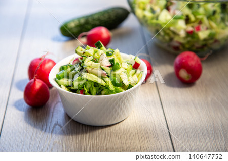 healthy vegan salad with fresh chopped vegetables healthy vegan salad with fresh chopped vegetables 140647752
