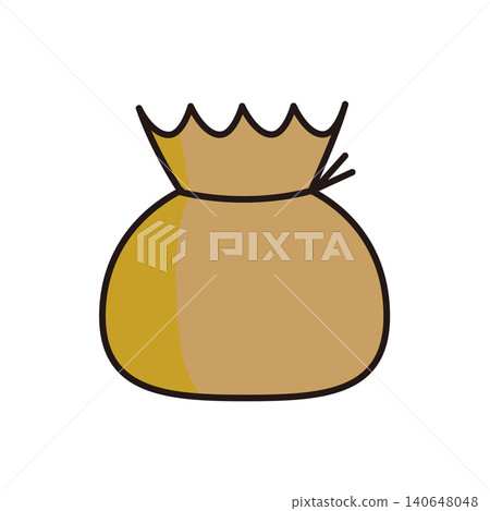 Flat illustration of a treasure bag/money bag (with shadow) for good fortune and wealth. Flat illustration of a treasure bag/money bag (with shadow) for good fortune and wealth. 140648048