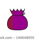 Flat illustration of a treasure bag/money bag (with shadow) for good fortune and wealth. 140648050