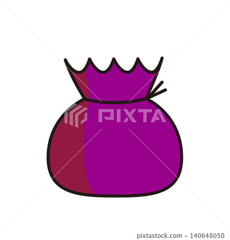 Flat illustration of a treasure bag/money bag (with shadow) for good fortune and wealth. Flat illustration of a treasure bag/money bag (with shadow) for good fortune and wealth. 140648050