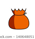 Flat illustration of a treasure bag/money bag (with shadow) for good fortune and wealth. 140648051