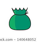 Flat illustration of a treasure bag/money bag (with shadow) for good fortune and wealth. 140648052