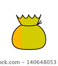 Flat illustration of a treasure bag/money bag (with shadow) for good fortune and wealth. 140648053