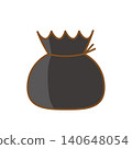 Flat illustration of a treasure bag/money bag (with shadow) for good fortune and wealth. 140648054